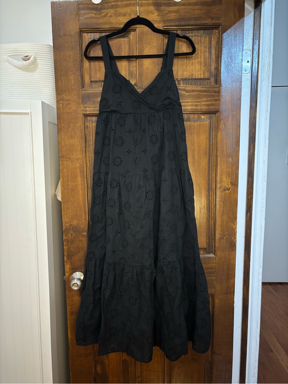 Zara Women's Black Eyelet Maxi Dress